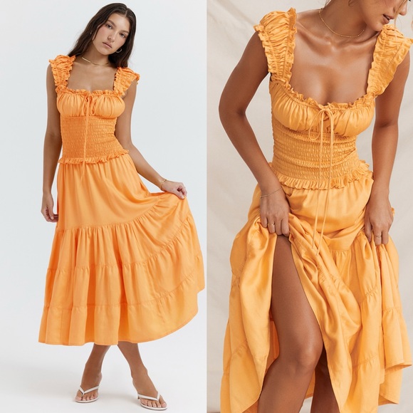 House of CB Dresses & Skirts - House of CB 'Phedra' Tangerine Shirred Maxi Sundress ♡